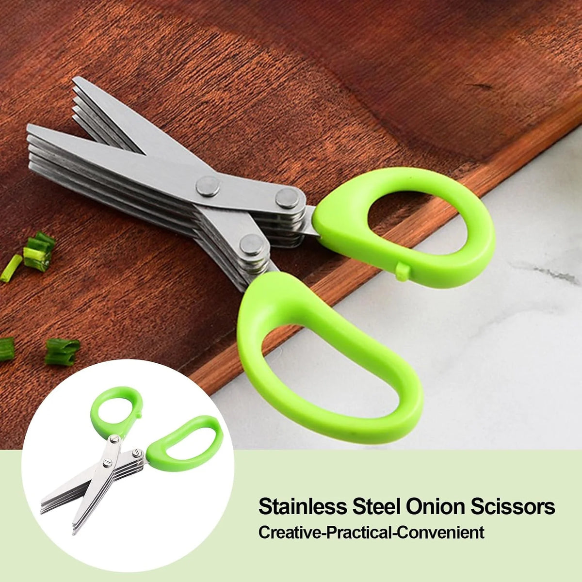 Purpose-Built Stainless Steel 5 Blades Scallion Cutter