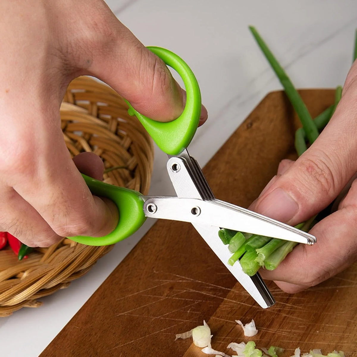 Purpose-Built Stainless Steel 5 Blades Scallion Cutter
