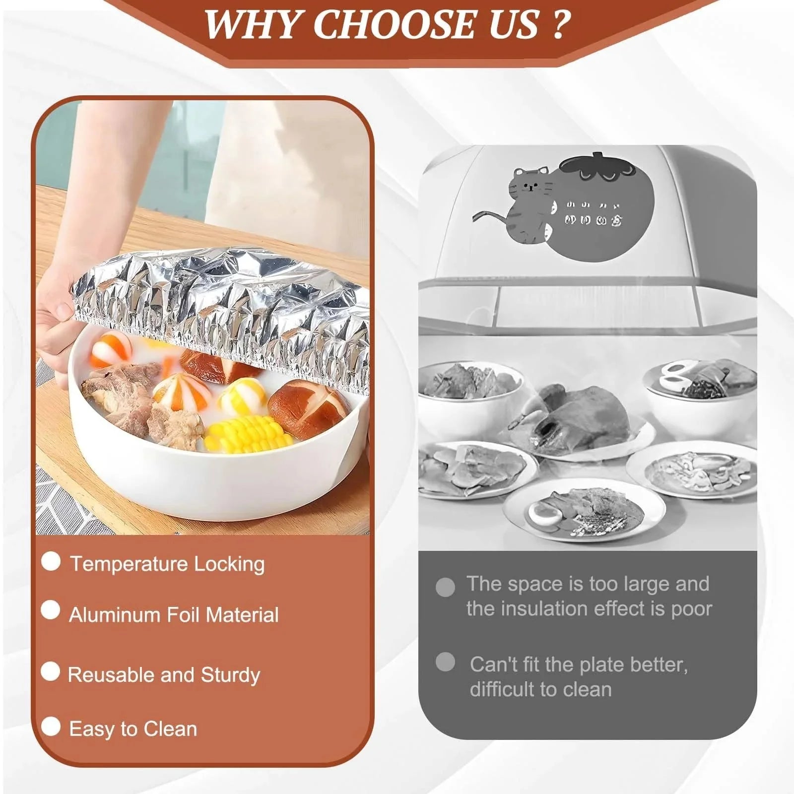 Reusable Expandable Aluminum Foil Food Covers for Bowls and Plates