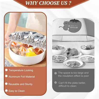 Reusable Expandable Aluminum Foil Food Covers for Bowls and Plates