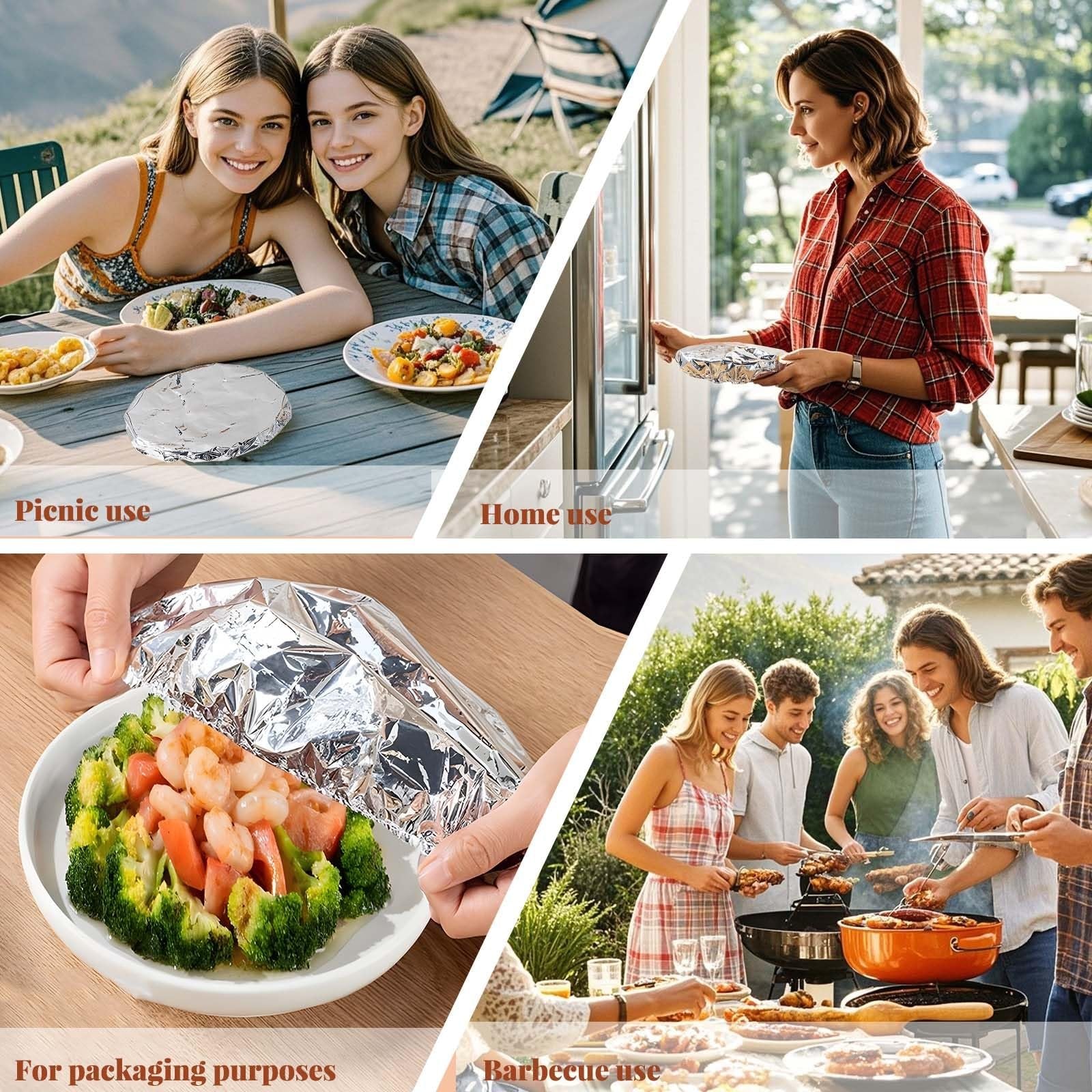 Reusable Expandable Aluminum Foil Food Covers for Bowls and Plates