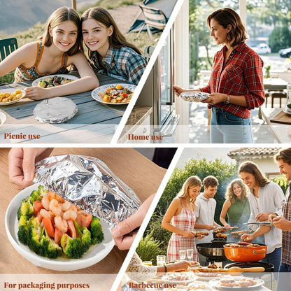 Reusable Expandable Aluminum Foil Food Covers for Bowls and Plates