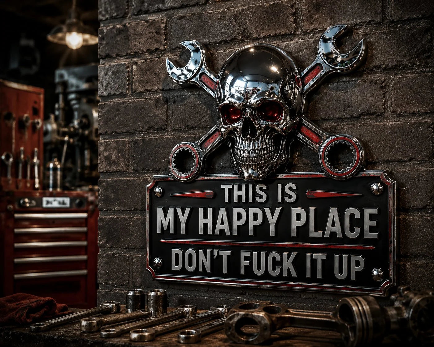 Purpose-Built "This Is My Happy Place" Garage Wall