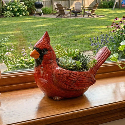 Cardinal Bird Ceramic Succulent Planter for Nature-Inspired Decor