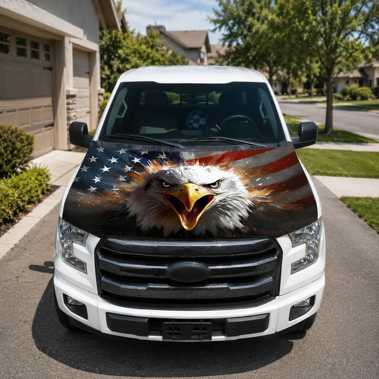 Vehicle-Ready 4th Of July 65K+American Car Hood FlagNo Glue No Tools