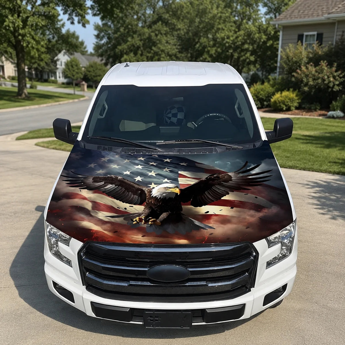 Vehicle-Ready 4th Of July 65K+American Car Hood FlagNo Glue No Tools