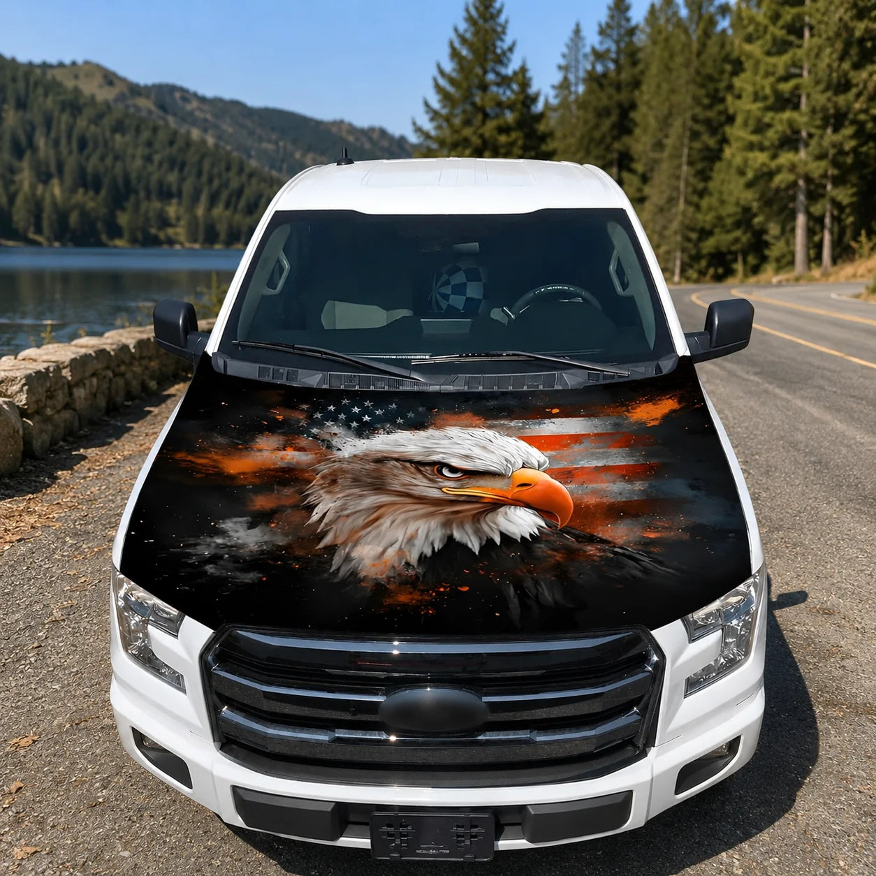Vehicle-Ready 4th Of July 65K+American Car Hood FlagNo Glue No Tools