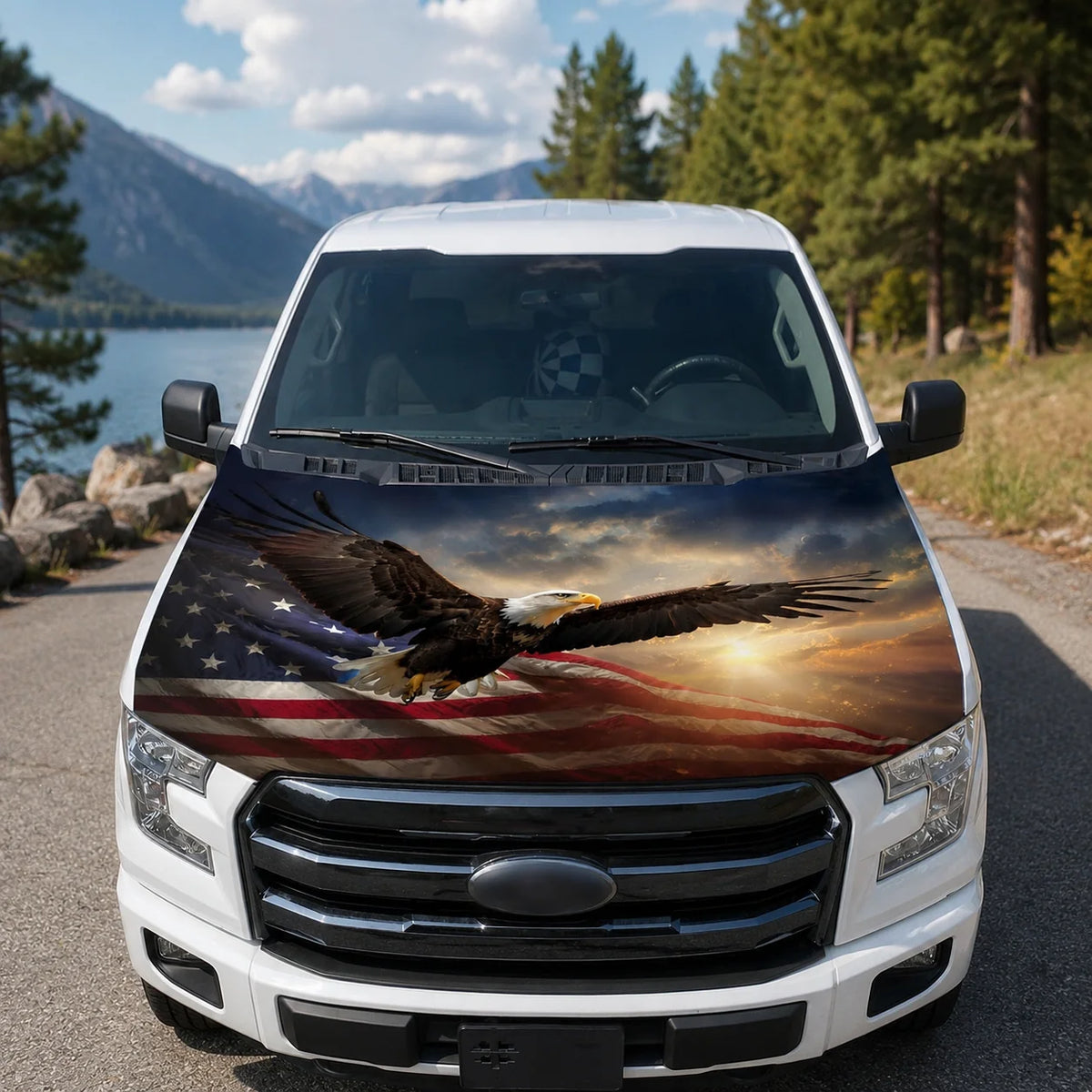 Vehicle-Ready 4th Of July 65K+American Car Hood FlagNo Glue No Tools