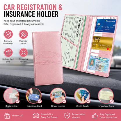 Vehicle-Ready Car Registration & Insurance Document Holder – PU