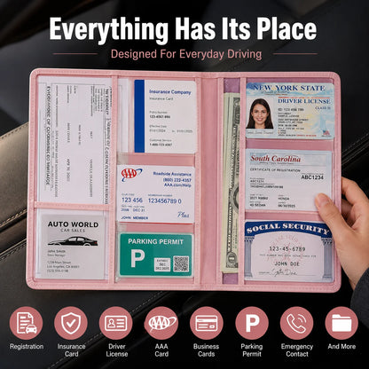 Vehicle-Ready Car Registration & Insurance Document Holder – PU