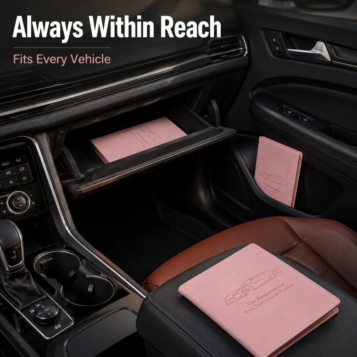 Vehicle-Ready Car Registration & Insurance Document Holder – PU