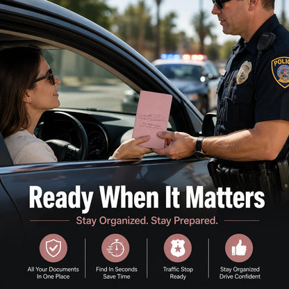 Vehicle-Ready Car Registration & Insurance Document Holder – PU