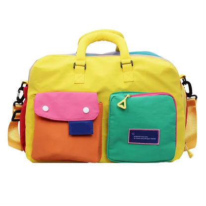 Space-Saving Casual Color Block Overnight Bag for Organized Storage