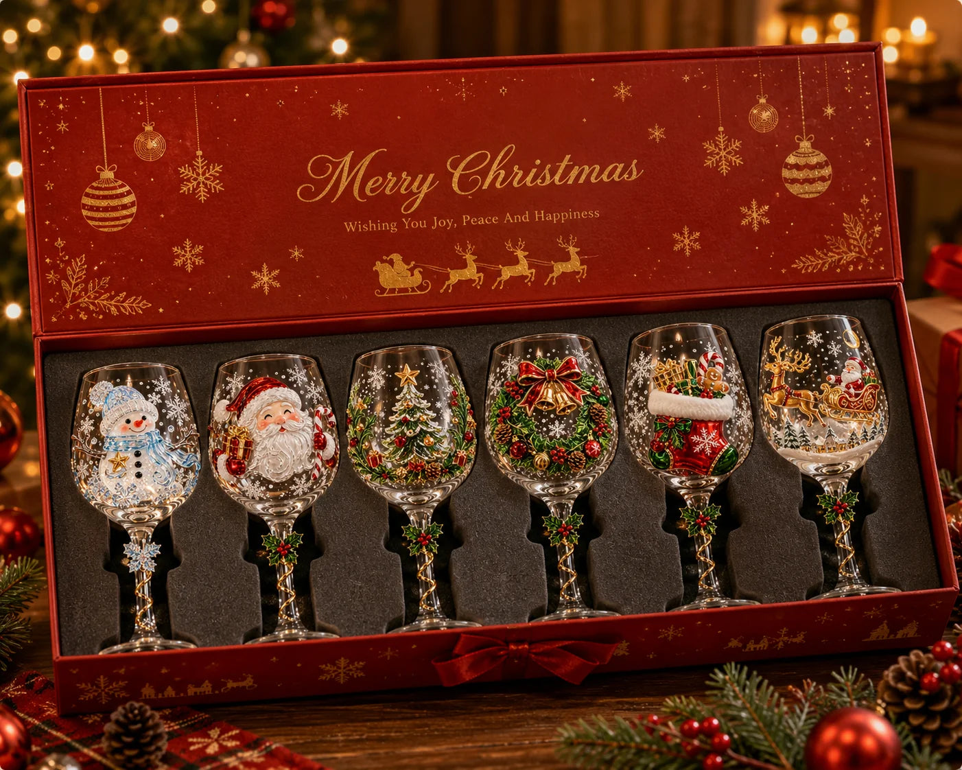 Purpose-Built 3D Wine Glass Collection Gift Box Set for Everyday Use