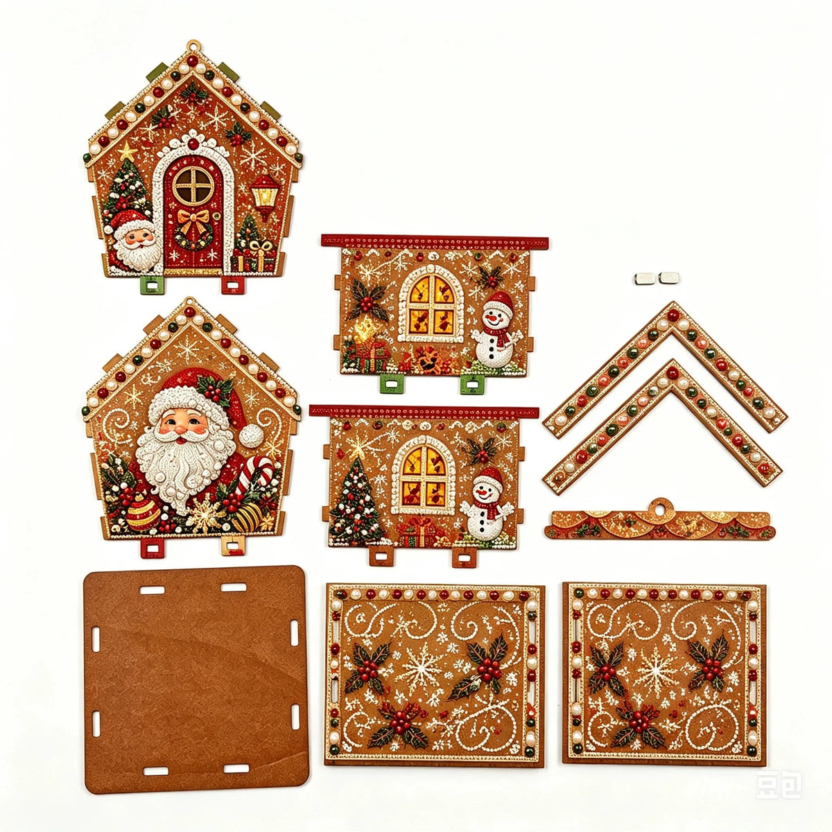 Hands-On Pearl Cottage Art Kit – Pre-Cut Wooden Panels, Sparkling