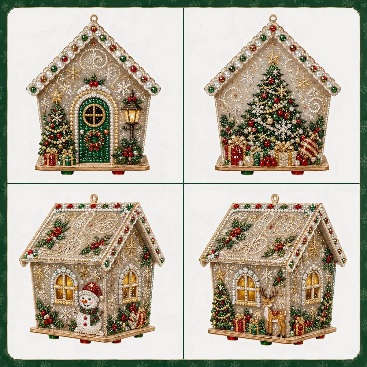Hands-On Pearl Cottage Art Kit – Pre-Cut Wooden Panels, Sparkling