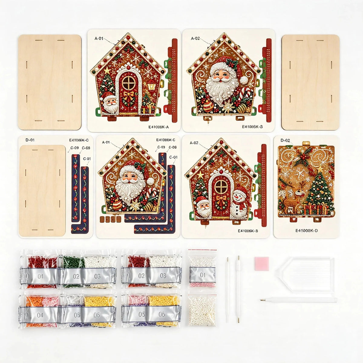 Hands-On Pearl Cottage Art Kit – Pre-Cut Wooden Panels, Sparkling