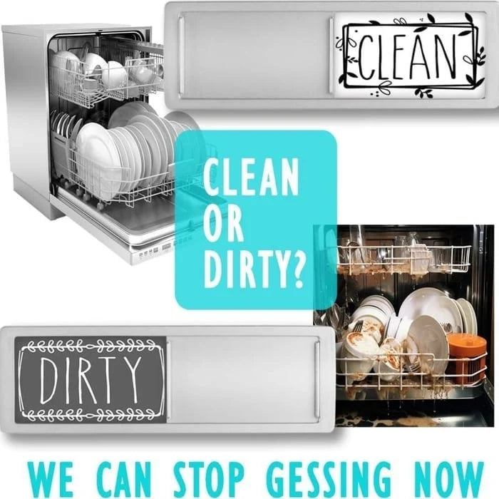 Sliding Clean-Dirty Dishwasher Magnet with Adhesive Backing