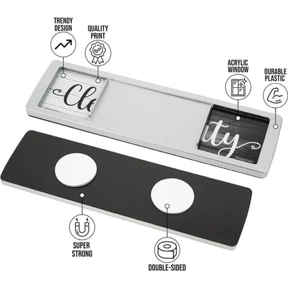 Sliding Clean-Dirty Dishwasher Magnet with Adhesive Backing