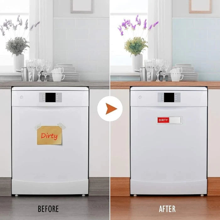 Sliding Clean-Dirty Dishwasher Magnet with Adhesive Backing