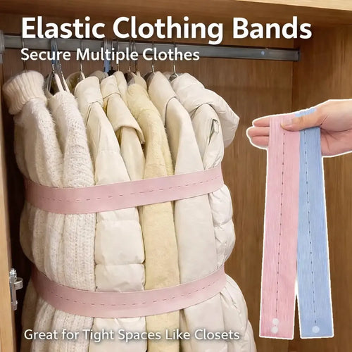Adjustable Elastic Clothing Bands for Closet and Suitcase Storage