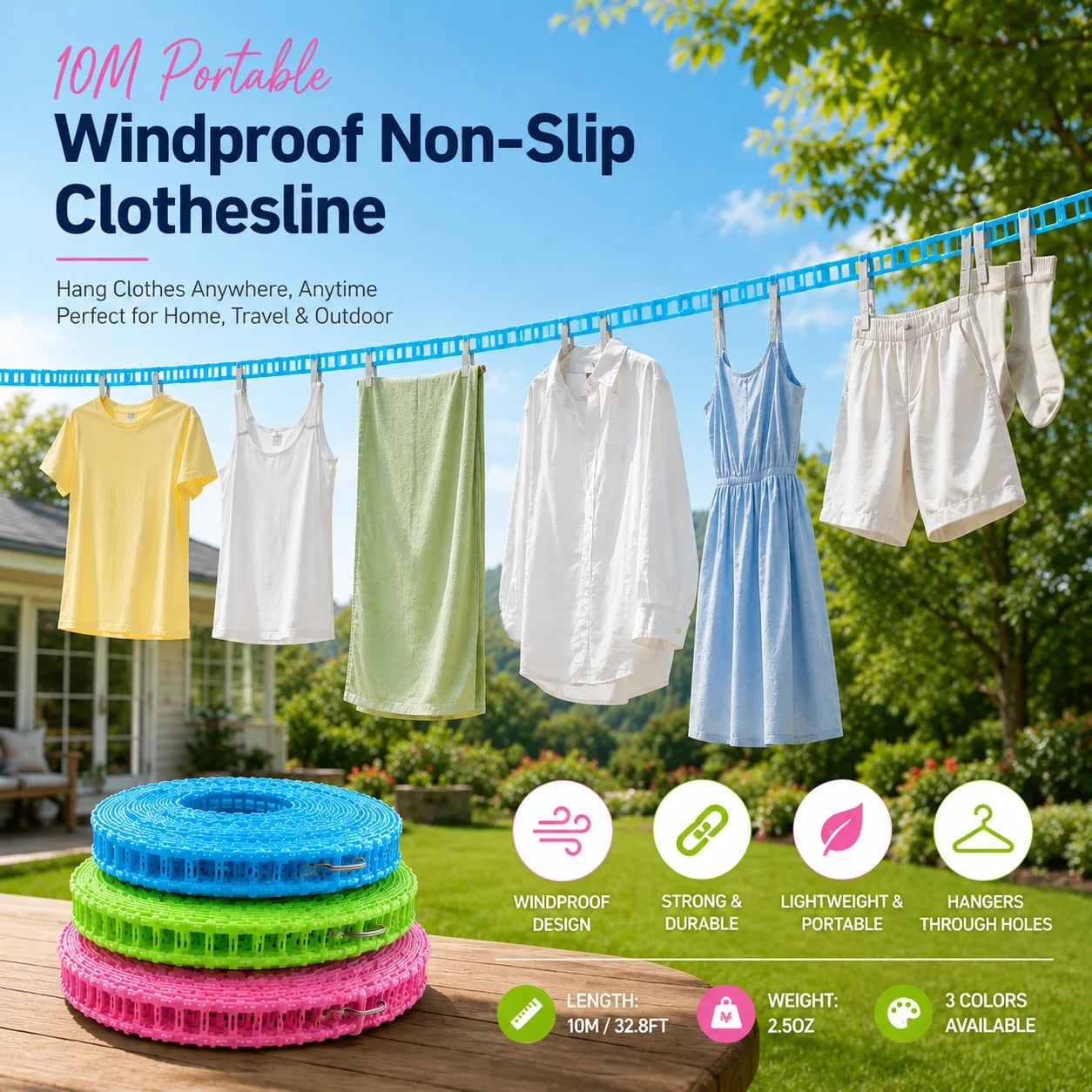 Purpose-Built Devareon® – Non-Slip Clothesline for Everyday Use