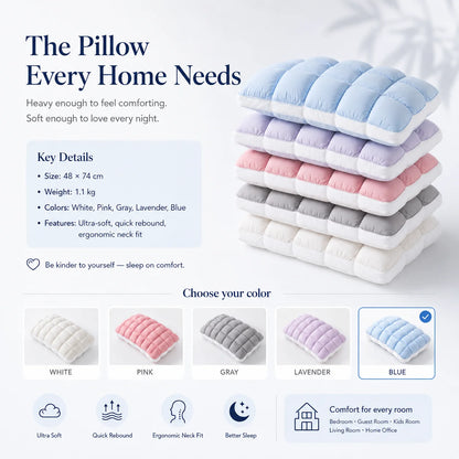 Purpose-Built Cloud-Like Weighted Comfort Pillow – Soft Neck