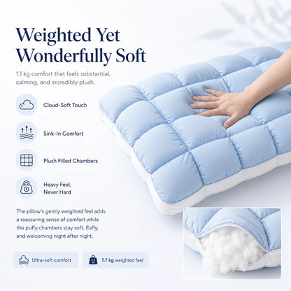 Purpose-Built Cloud-Like Weighted Comfort Pillow – Soft Neck