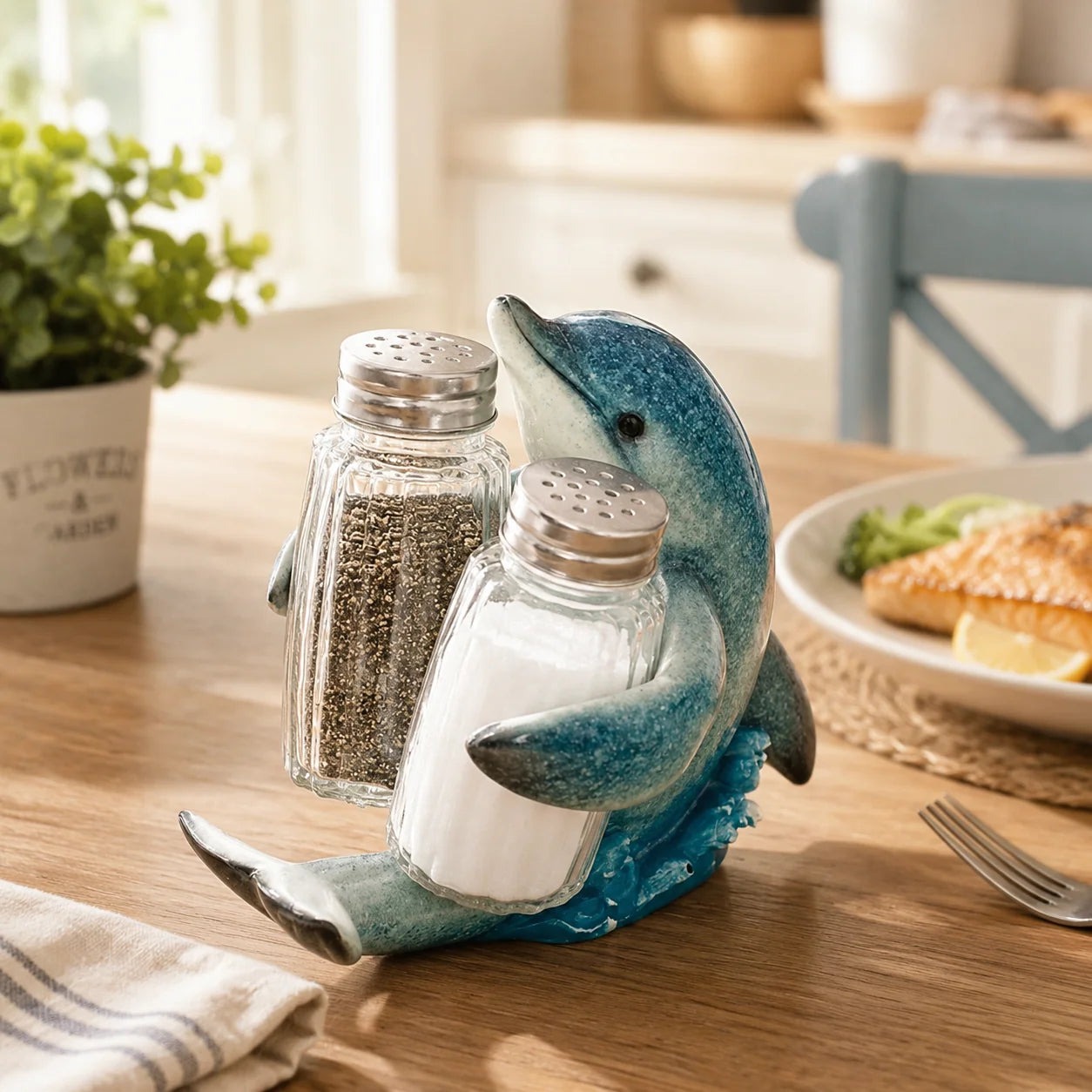 Purpose-Built Coastal Animal Salt & Pepper Shaker Holder