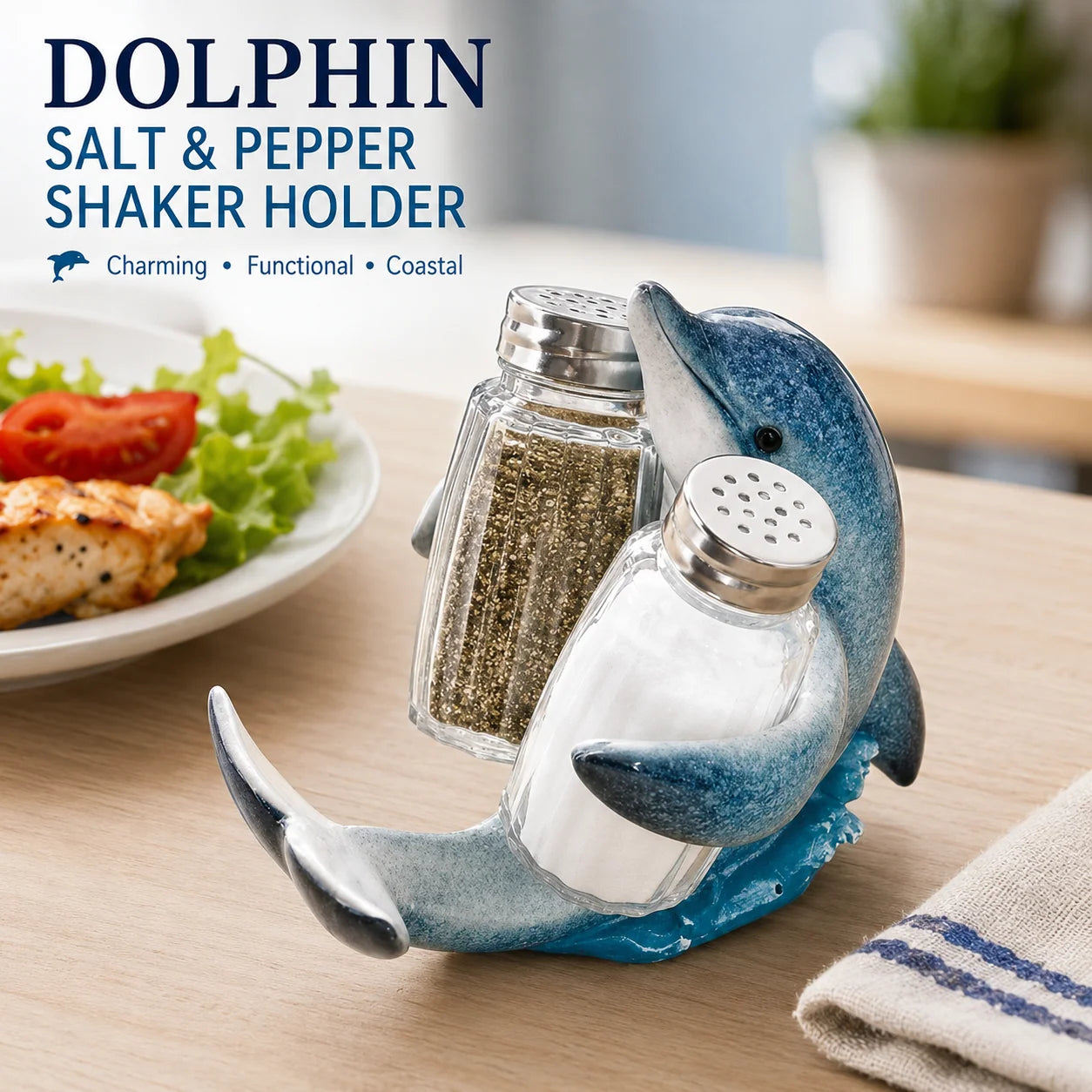 Purpose-Built Coastal Animal Salt & Pepper Shaker Holder