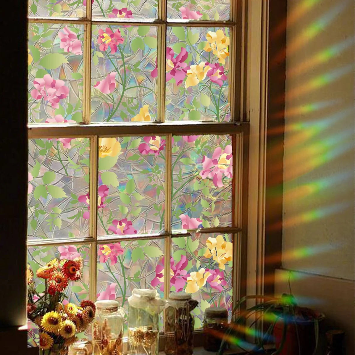 Decorative Colorful flowers, dazzling sunlight, double-sided visible