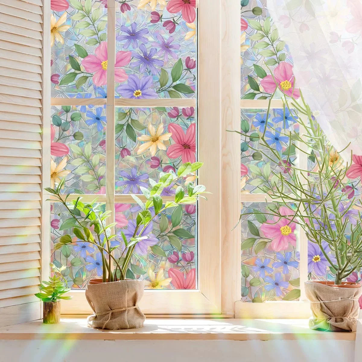 Decorative Colorful flowers, dazzling sunlight, double-sided visible