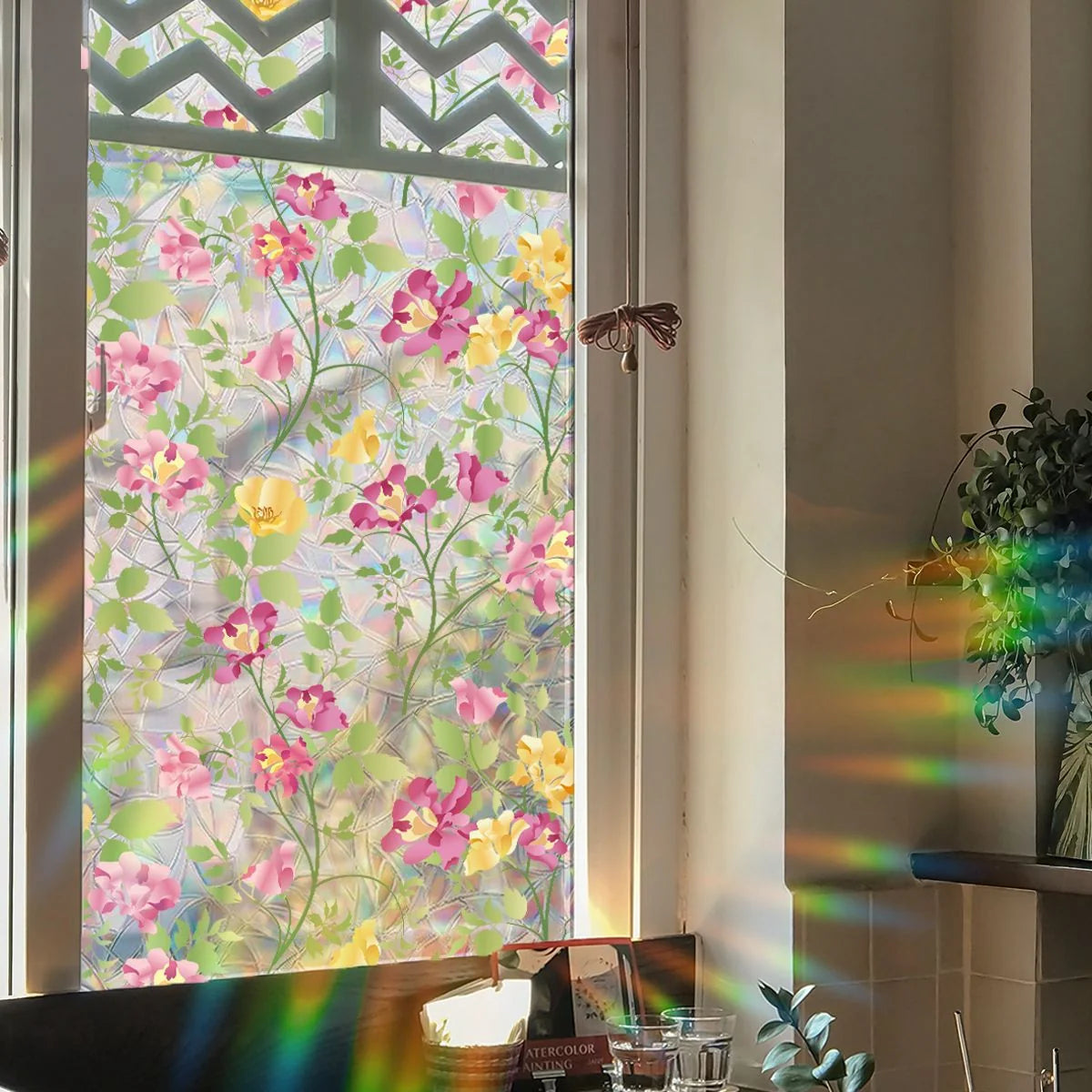 Decorative Colorful flowers, dazzling sunlight, double-sided visible