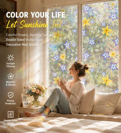 Decorative Colorful flowers, dazzling sunlight, double-sided visible