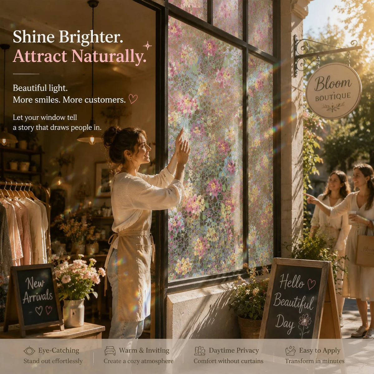 Decorative Colorful flowers, dazzling sunlight, double-sided visible
