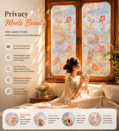 Decorative Colorful flowers, dazzling sunlight, double-sided visible