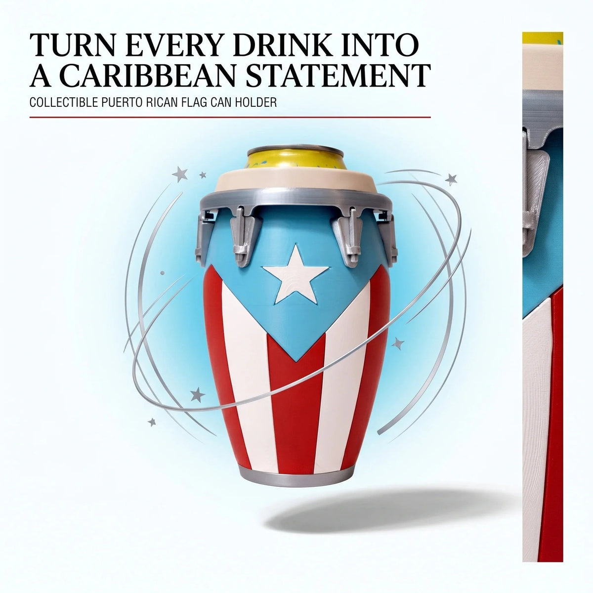 Vehicle-Ready Conga-Style Can Holder – Celebrate Caribbean Pride, One