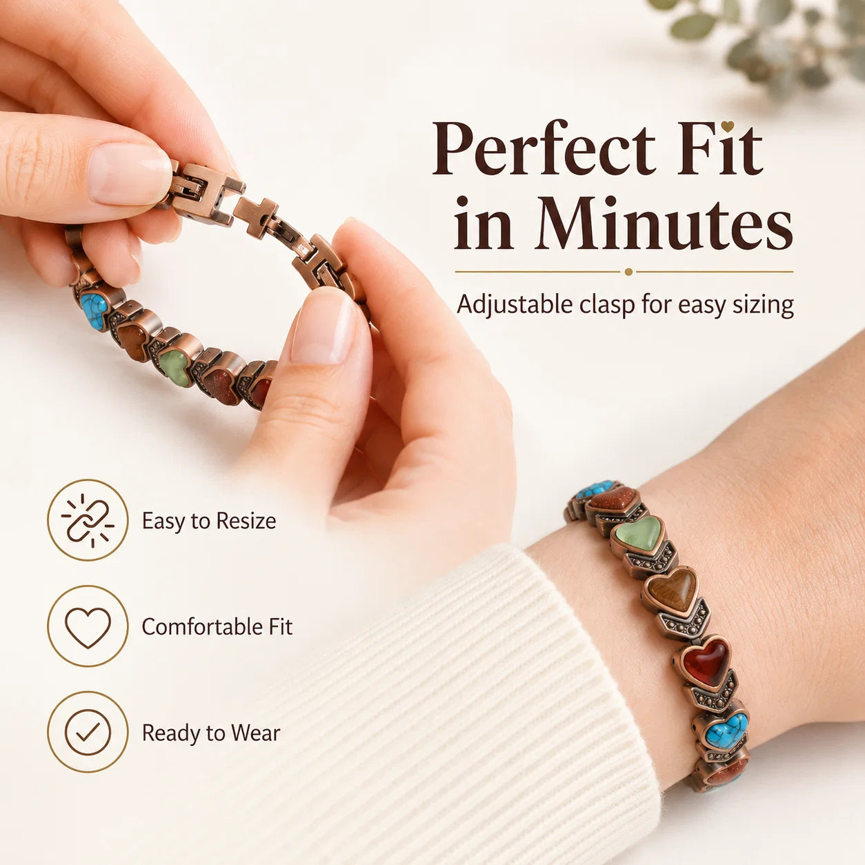 Distinctive Copper Bracelet for Women, Pure Copper Magnetic