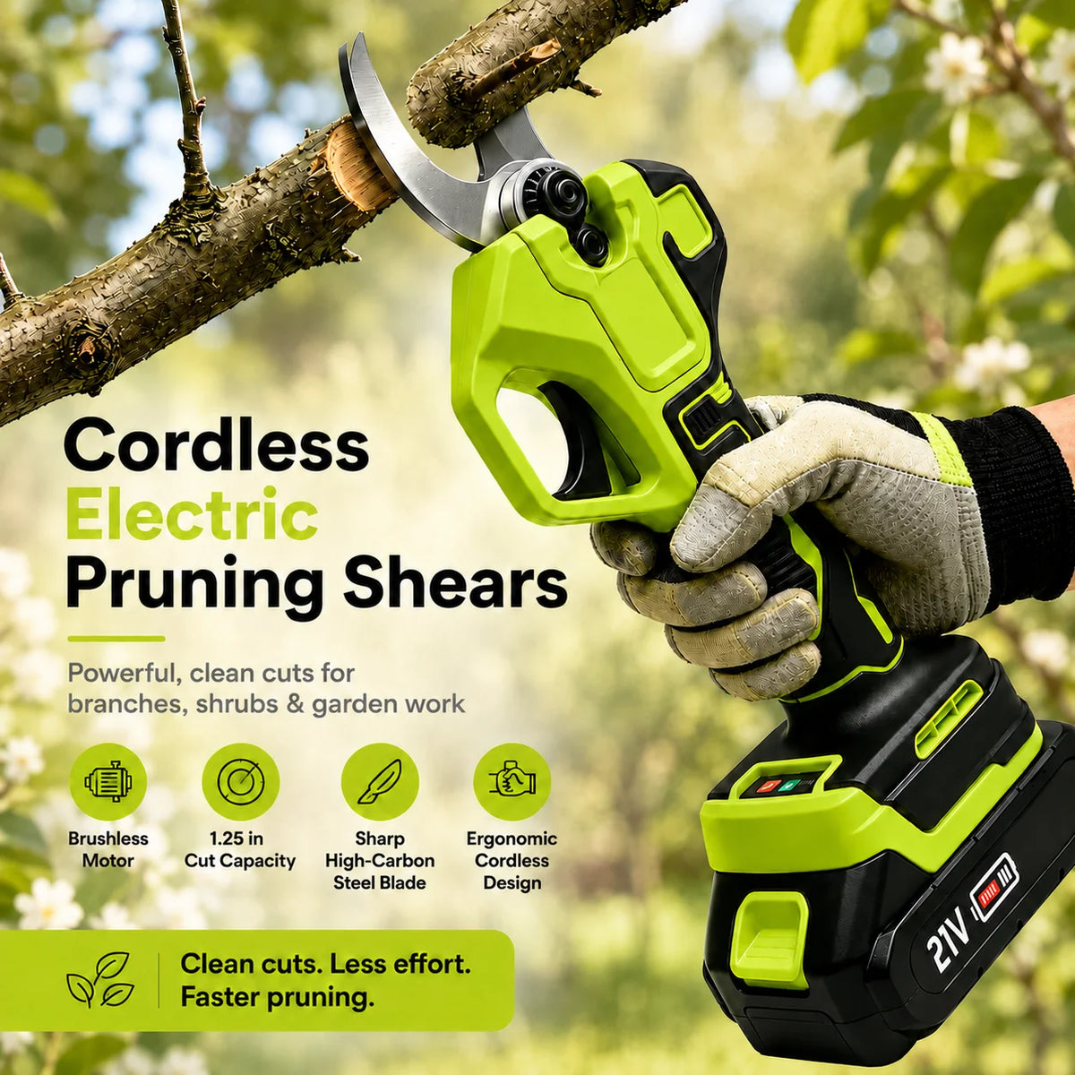 Distinctive Cordless Electric Pruning Shears – 1.25" Cutting