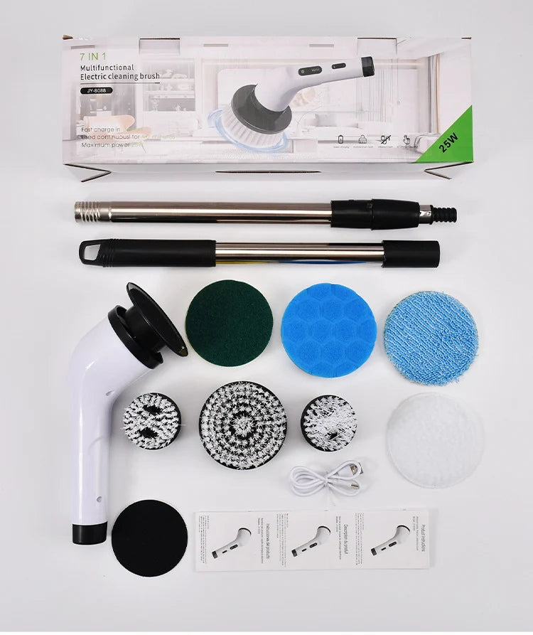 Easy-Care Cordless Electric Spin Scrubber with 9 Brush