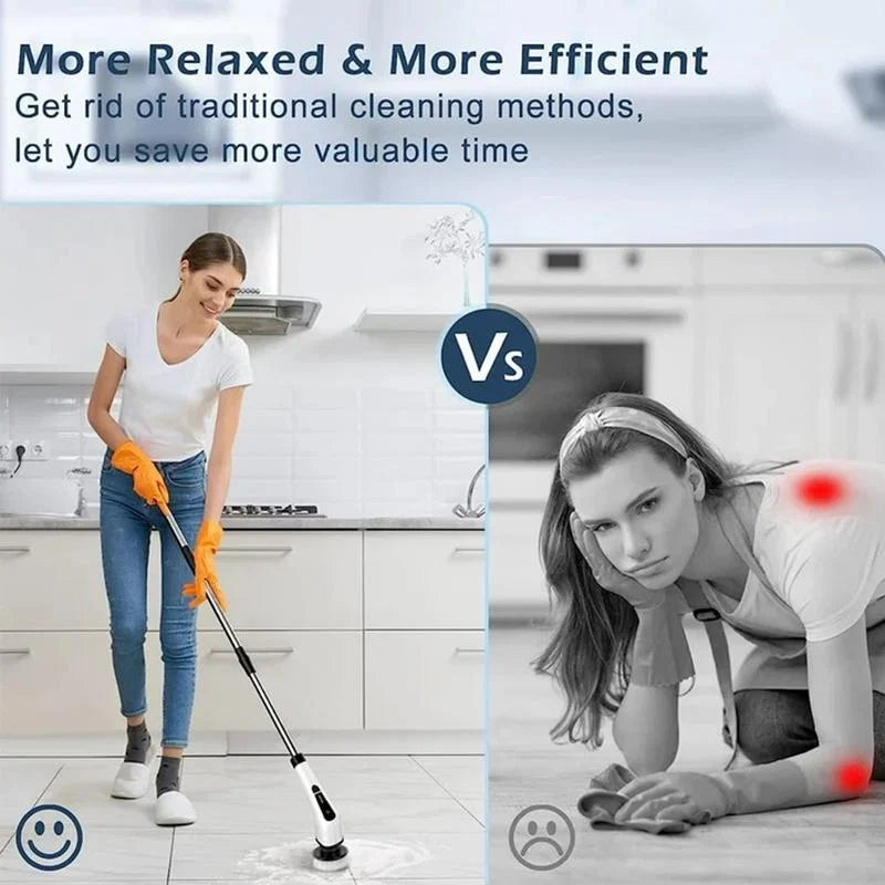 Easy-Care Cordless Electric Spin Scrubber with 9 Brush