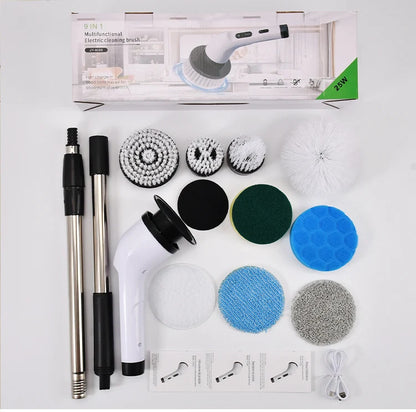 Easy-Care Cordless Electric Spin Scrubber with 9 Brush