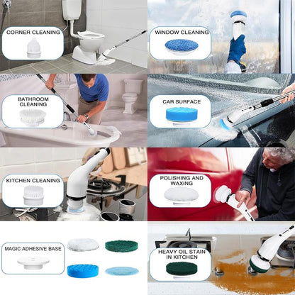 Easy-Care Cordless Electric Spin Scrubber with 9 Brush