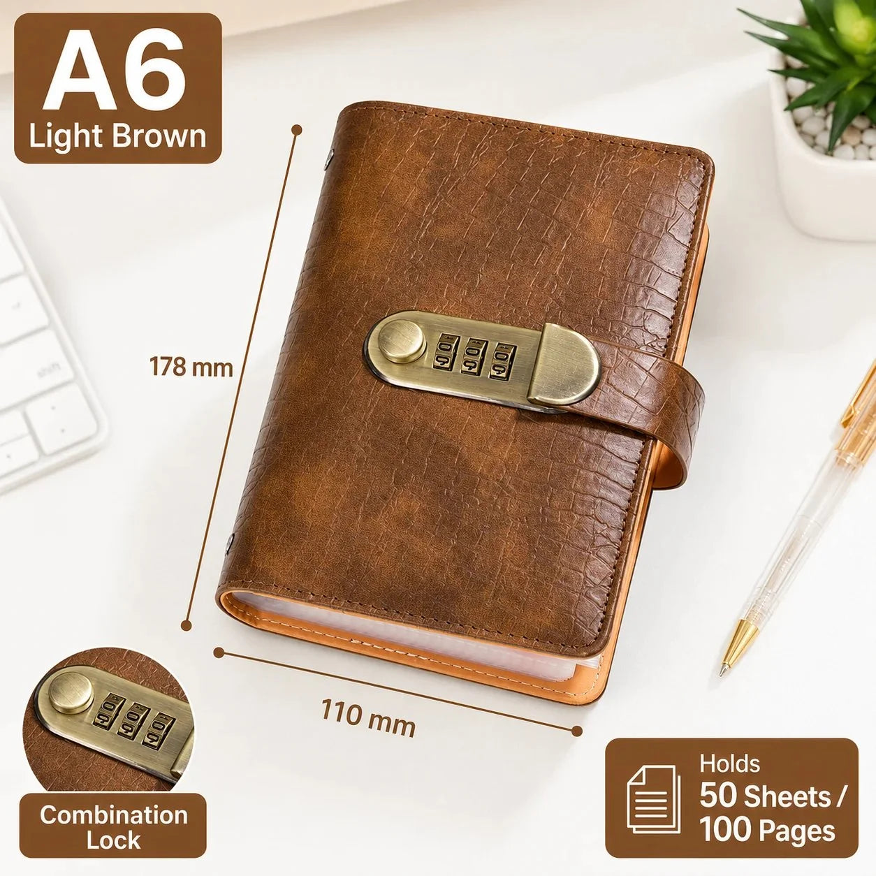 Space-Saving A6 Savings Notebook with Lock - Budget Planner &