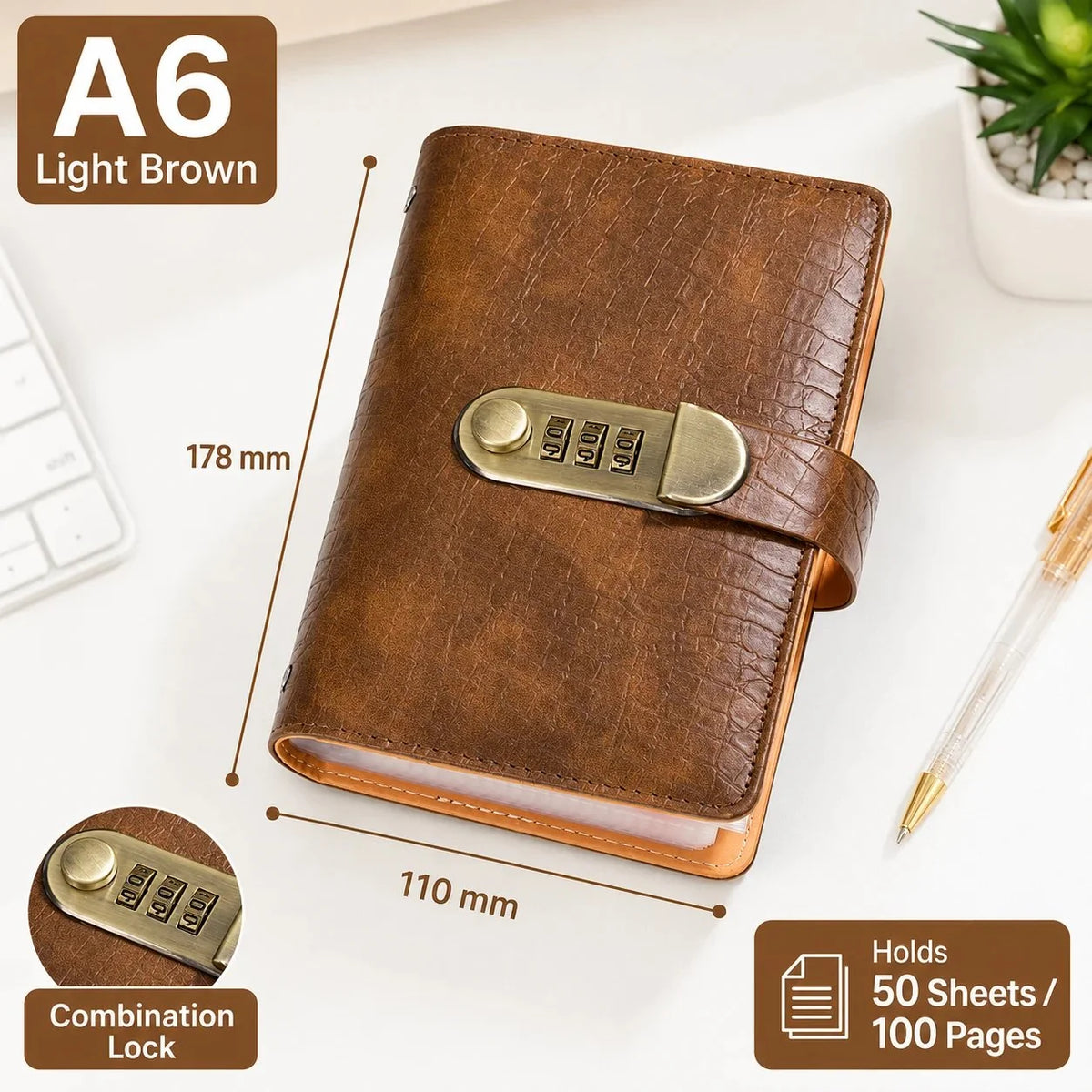 Space-Saving A6 Savings Notebook with Lock - Budget Planner &