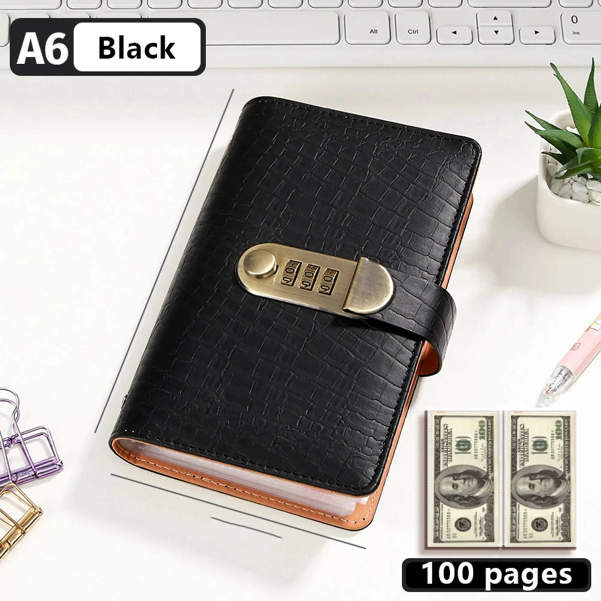 Space-Saving A6 Savings Notebook with Lock - Budget Planner &