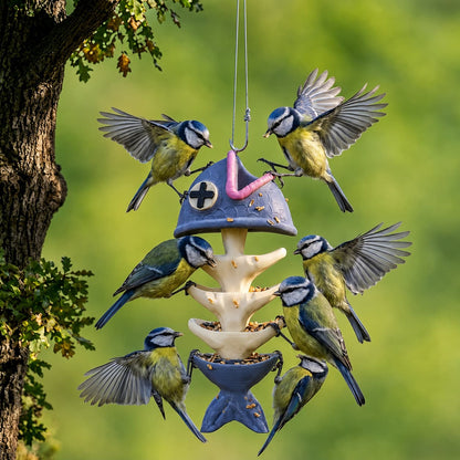 Outdoor-Ready Fish Skeleton Hanging Bird Feeder for Garden Display