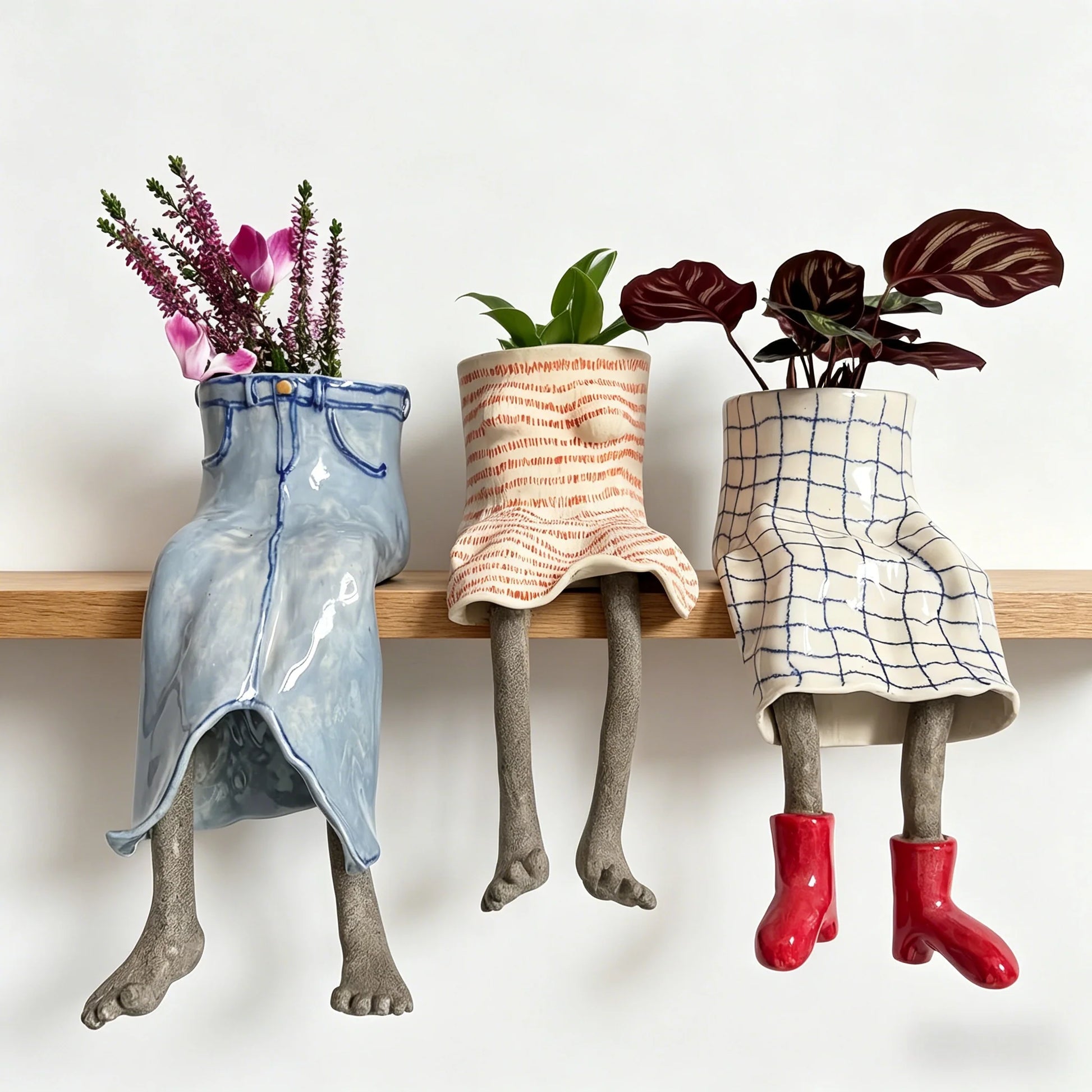 Outdoor Creative Sitting Planter Collection for Garden Display