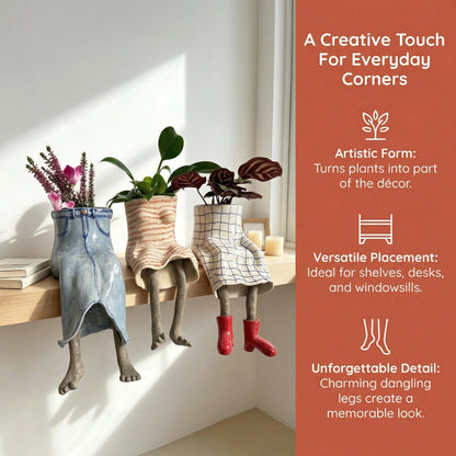 Outdoor Creative Sitting Planter Collection for Garden Display