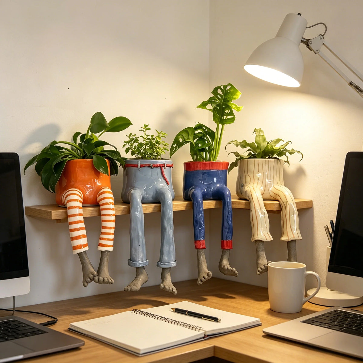 Outdoor Creative Sitting Planter Collection for Garden Display